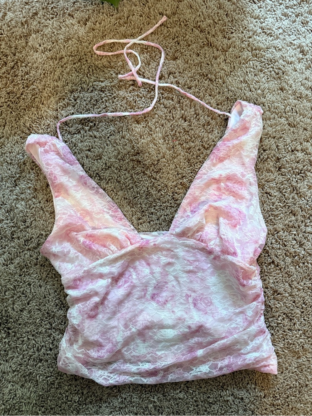 wild fable Pink Lace Halter Camisole Top